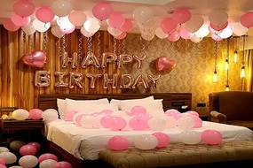 Rose Gold Birthday Theme Balloon Decor