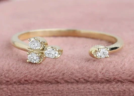 Round Diamond Open Cuff Wedding Band