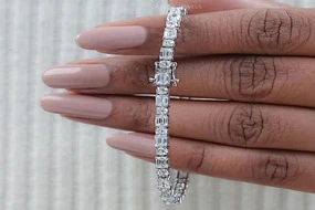 Emerald And Round Lab Diamond Tennis Bracelet