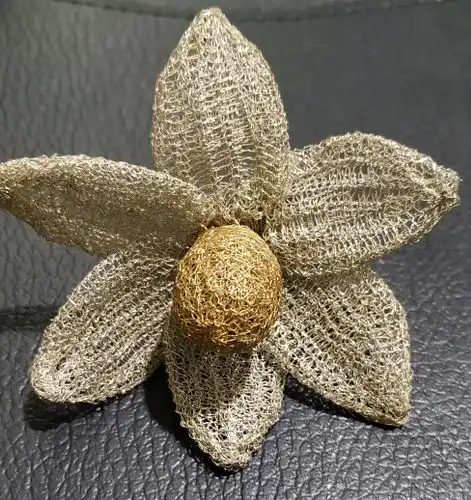 Semi gold plated 6 Petal silver flower